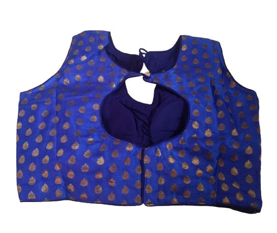 Raw Silk Royal blue Designer Blouse 39